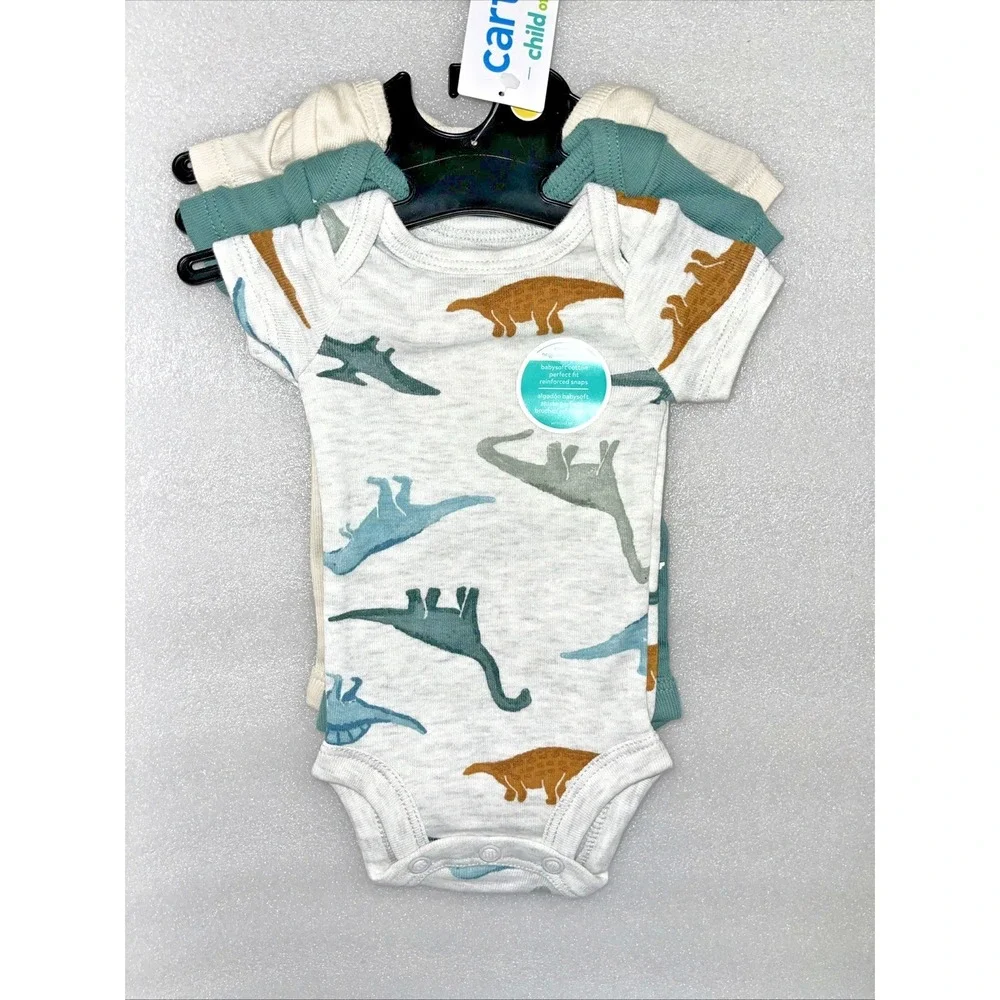 Carters Child Of Mine Baby Boy Dinosaur 5 Pieces - 3 Bodysuits & 2 Pants Preemie